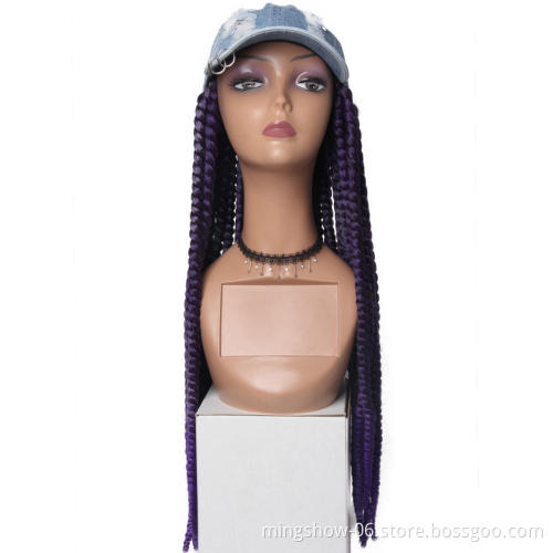 Twist Hair Wigs Synthetic Black Hat Attached hat With Baseball Hat With Goddess Locs Wig